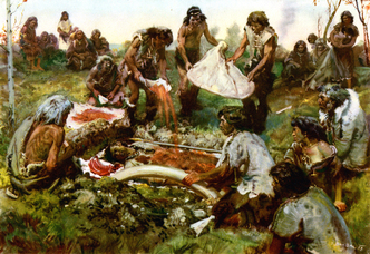Burial ceremony of mammoth hunters