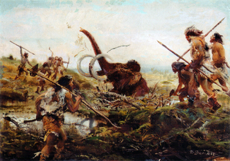 Mammoth hunt in the swamp