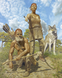 Ice Age hunters. Reconstruction based on Bonn-Oberkassel discovery. 15 000 years before present