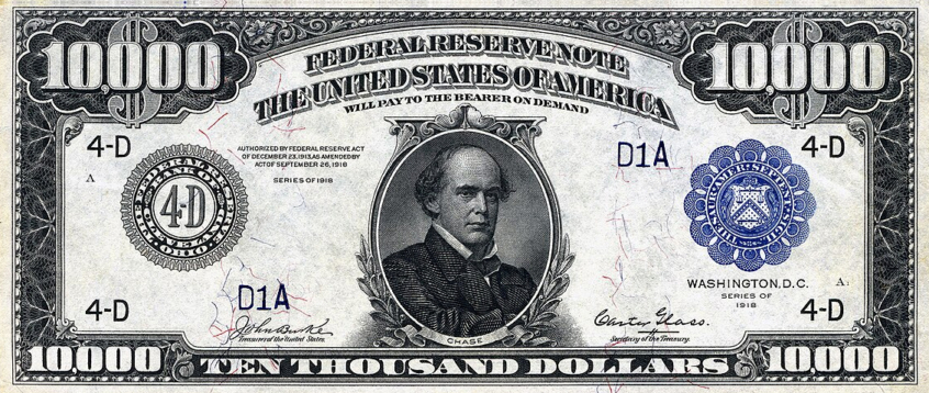 10 000 долларов США. Серия 1918 года.